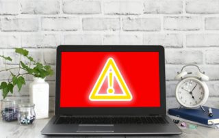 computer screen showing red warning screen